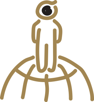 Person standing on world